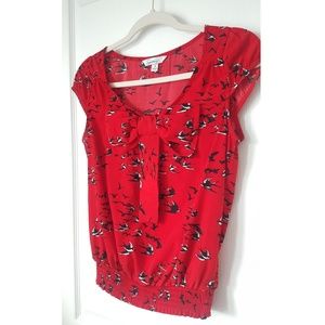 Speechless Sparrow Blouse Red with Bow Size Small
